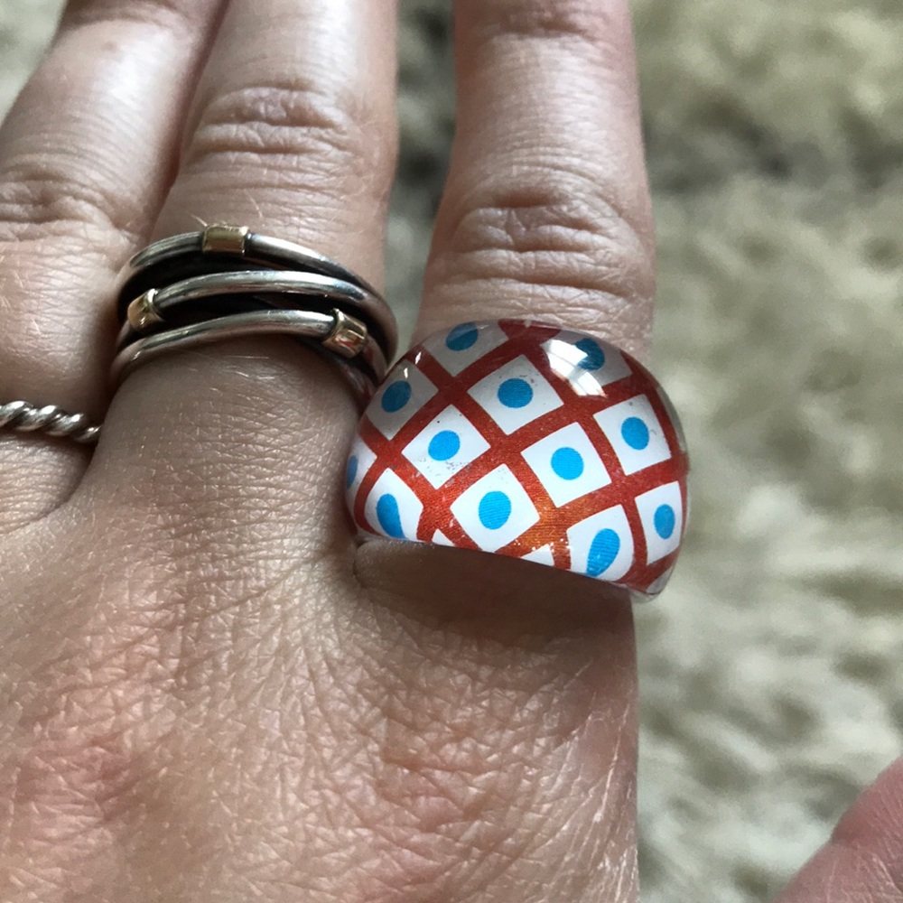 Hand Painted Statement Ring - image 1